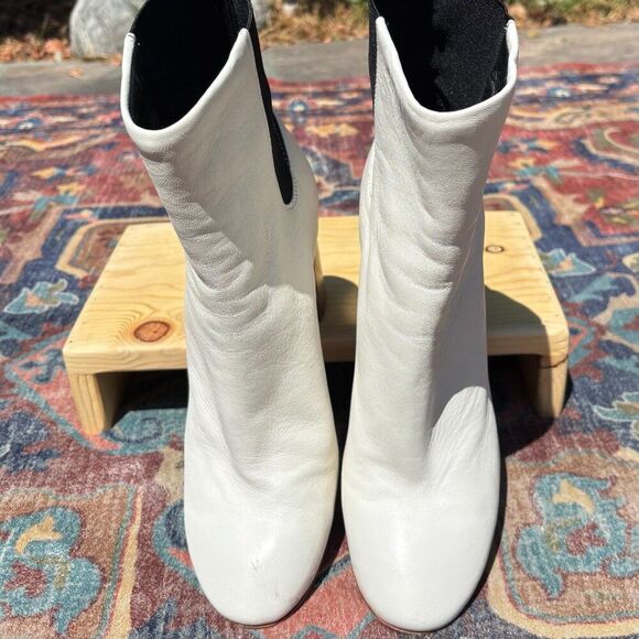 Rag & Bone White Leather Ankle Boots Size 41 or 10.5 Block Heel - Picture 2 of 7